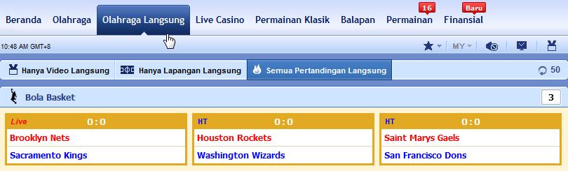 Menu Olahraga Langsung