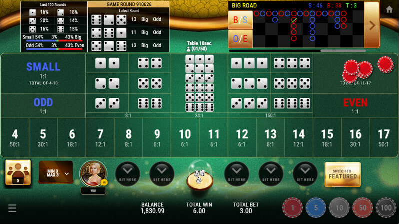 SBOTOP Casino Games - Sic Bo Multiplayer Winning Betting Options