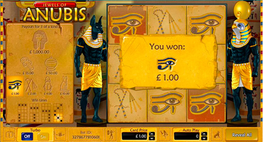 Jewels of Anubis Win Message
