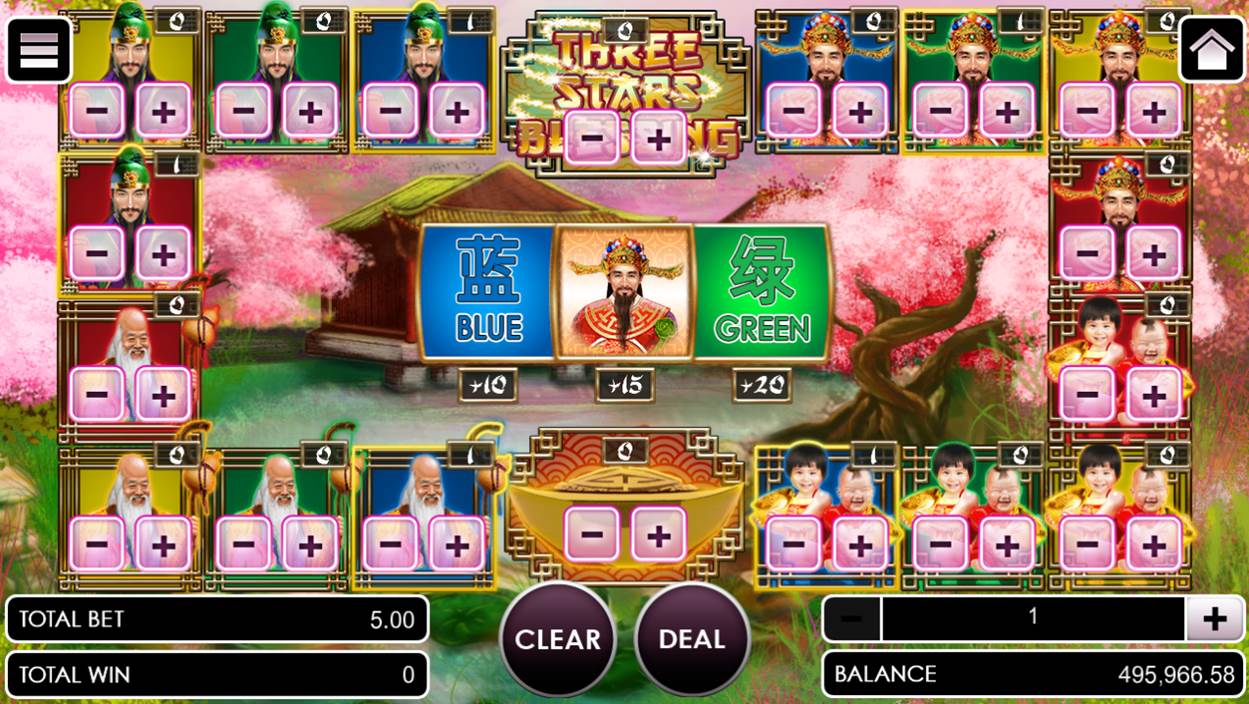 Three stars blessing game with betting option selected