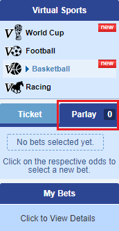 Virtual Basketball Select Parlay Ticket