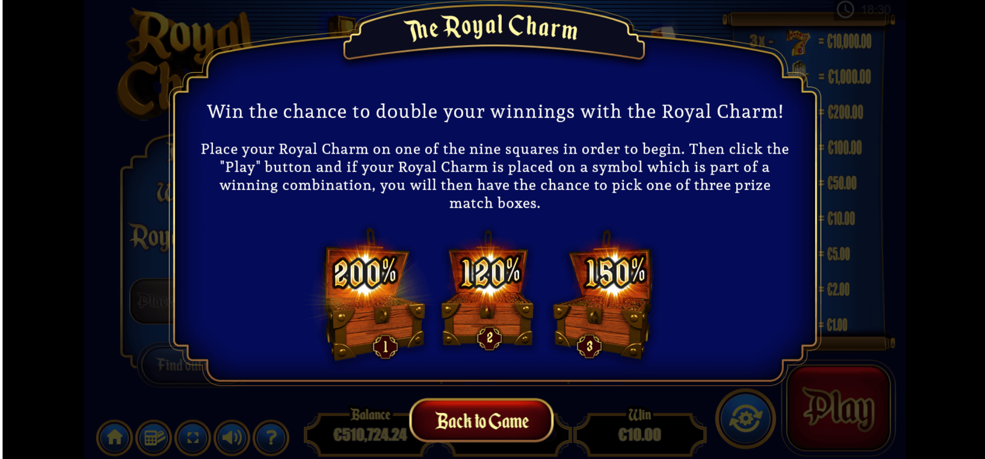 Royal Charm help screen.png Royal Charm help screen.png