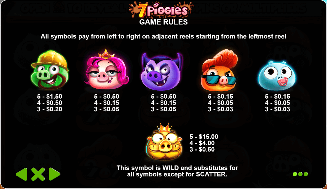 7 Piggies paytable