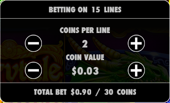 Fairytale Fortune bet menu