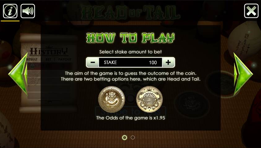 Head or Tail inside the information button Head or Tail inside the information button