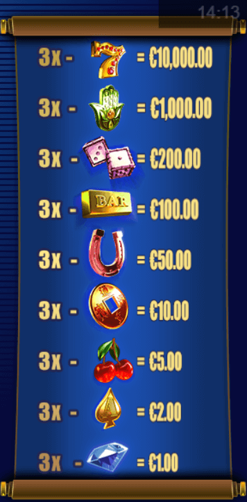 Royal Charm pay table.png Royal Charm pay table.png