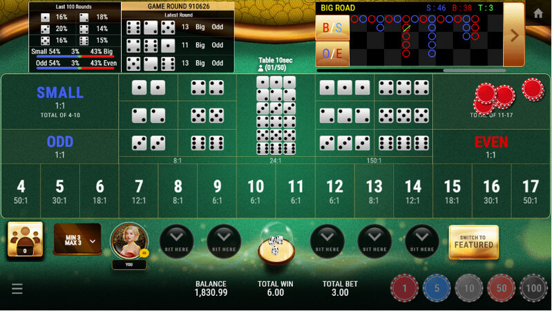 SBOTOP Casino Games - Sic Bo Multiplayer Winning Betting Options