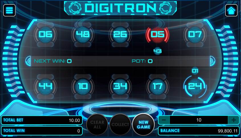 Digitron game with betting options incorrectly guessed Digitron game with betting options incorrectly guessed