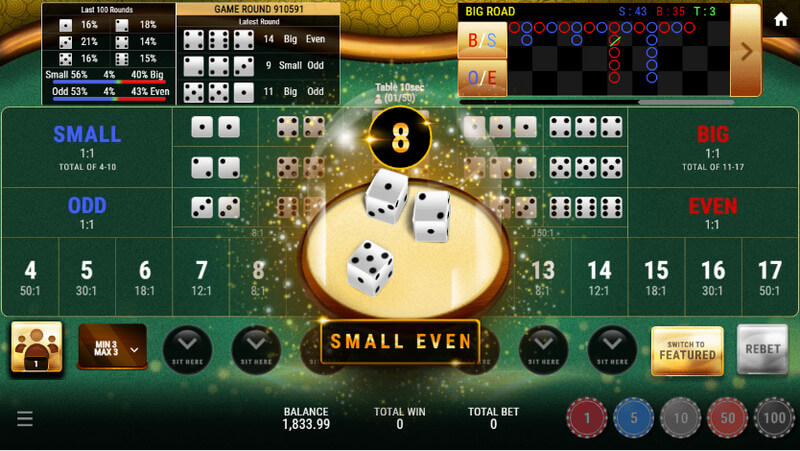 SBOTOP Casino Games - Sic Bo Multiplayer Round Result