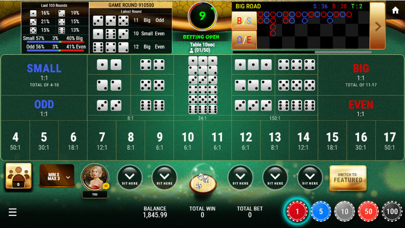 SBOTOP Casino Games - Sic Bo Multiplayer Game UI
